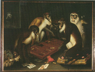 School of David Teniers the Younger (1610-1690)
Monkeys Gambling